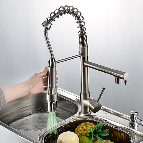 Buy Kitchen Faucet One Hole Nickel Brushed Pull Out Pull Down