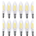 economico Strisce LED-KWB 12pcs 4 W 400 lm E14 Lampadine LED a incandescenza C35 4 Perline LED COB Decorativo Bianco caldo Luce fredda 220-240 V / RoHs