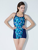 hesapli One-piece swimsuits-Kadın&amp;#39;s Sportif Temel Boyundan Bağlamalı Havuz Mor &amp;Ccedil;ocuk Bacak Tek Par&amp;ccedil;alılar Mayolar - Geometrik Zıt Renkli Arkasız L XL XXL Havuz / Sexy