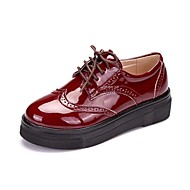 Cheap Women's Oxfords Online | Women's Oxfords for 2018 Women's Shoes Patent Leather Spring Fall Formal Shoes Oxfords Wedge Heel Round Toe Lace-up for Office & Career Black Red