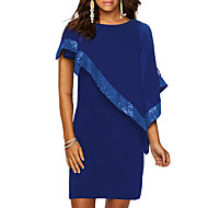 baratos -Mulheres Tamanhos Grandes Básico Delgado Bainha Vestido - Paetês, Sólido Acima do Joelho