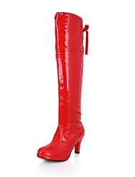 voordelige -Dames Schoenen Kunstleer Lente Herfst Winter Stilettohak Hak Over de knie laarzen Met Rits Voor Causaal Feesten &amp; Uitgaan Wit Zwart Rood