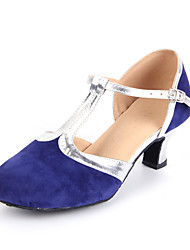 voordelige -Dames Moderne dansschoenen / Ballroom Suède Hakken Kanten stiksel Cuba-hak Niet aanpasbaar Dansschoenen / Leer