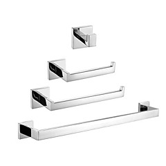 Set de Accesorios de Baño Alta calidad Moderno Acero inoxidable 4pcs - Baño del hotel barra de la torre Robe Hook Soportes del Papel Set de Accesorios de Baño Alta calidad Moderno Acero inoxidable 4pcs - Baño del hotel barra de la torre Robe Hook Soportes del Papel