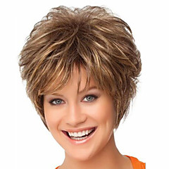 Perucas sintéticas Liso / Encaracolado Corte Pixie / Com Franjas Cabelo Sintético Marrom Peruca Mulheres Curto Sem Touca Marron Perucas sintéticas Liso / Encaracolado Corte Pixie / Com Franjas Cabelo Sintético Marrom Peruca Mulheres Curto Sem Touca Marron