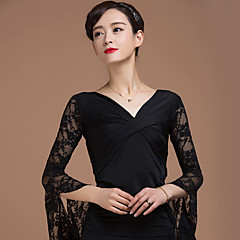 Balli da sala Top Per donna Prestazioni Rayon Di pizzo / Incrociato Manica a 3/4 Naturale Top Balli da sala Top Per donna Prestazioni Rayon Di pizzo / Incrociato Manica a 3/4 Naturale Top