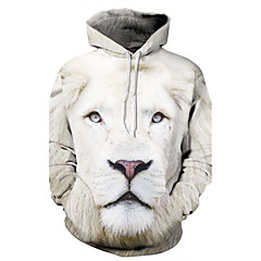 Men's Plus Size Active Long Sleeve Hoodie - Animal, Print / 3D Hooded Men's Plus Size Active Long Sleeve Hoodie - Animal, Print / 3D Hooded