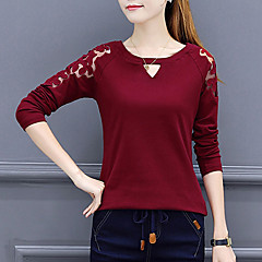 Damen Solide T-shirt Polyester Damen Solide T-shirt Polyester