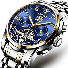 Per uomo orologio meccanico Svizzero Carica automatica Nero / Argento 30 m Resistente all'acqua Calendario Cronografo Lusso Classico Casual Di tendenza - Blu Nero / Blu Bianco blu Per uomo orologio meccanico Svizzero Carica automatica Nero / Argento 30 m Resistente all'acqua Calendario Cronografo Lusso Classico Casual Di tendenza - Blu Nero / Blu Bianco blu