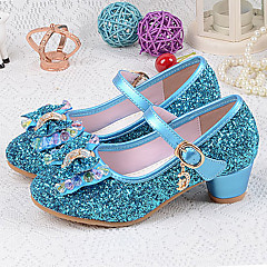 Girls' Shoes PU Spring & Summer Basic Pump Heels Crystal / Bowknot for Silver / Blue Girls' Shoes PU Spring & Summer Basic Pump Heels Crystal / Bowknot for Silver / Blue