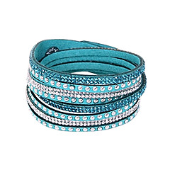 Per donna intrecciato Dell'involucro del braccialetto Bracciali in pelle - Pelle, Strass Amici, Bottoni Donne, Essenziale, Europeo, Boemia, Di tendenza Bracciali Gioielli Verde / Blu / Rosa Per Per donna intrecciato Dell'involucro del braccialetto Bracciali in pelle - Pelle, Strass Amici, Bottoni Donne, Essenziale, Europeo, Boemia, Di tendenza Bracciali Gioielli Verde / Blu / Rosa Per
