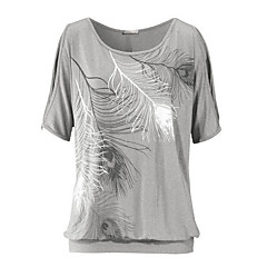 Damen Vintage Polyester T-Shirt - geometrischer Rundhalsausschnitt Damen Vintage Polyester T-Shirt - geometrischer Rundhalsausschnitt
