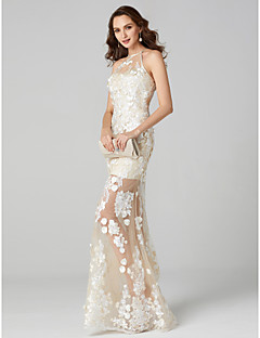 Evening Online For 2018 Sheath Column Spaghetti Straps Floor Length Sheer Lace Formal Evening Dress With Flower By Ts Couture