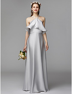 Charmeuse Bridesmaid Dresses Search Lightinthebox A Line Halter Neck Floor Length Charmeuse Satin Chiffon Bridesmaid Dress With Ruffles By Lan Ting Bride Beautiful Back