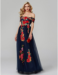 Off Shoulder Wedding Guest Dresses Search Lightinthebox A Line Off Shoulder Floor Length Lace Over Tulle Color Block Prom Formal Evening Dress With Embroidery By Ts Couture