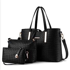 Bags Online For 2019 Women S Bags Polyester Bag Set 3 Pcs Purse Zipper Black Silver Wine
