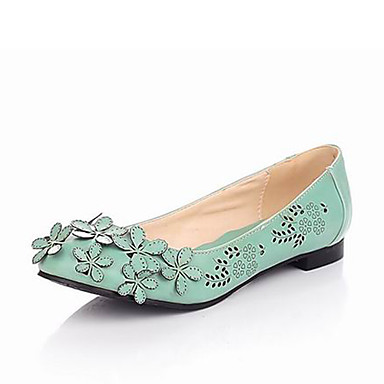 Leatherette Low Heel Closed Toe Shoes With Flower (More Colors) 265914 ...