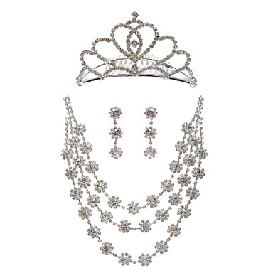 Triple Strand Rhinestone Bridal Necklace With Earrings & Tiara 166952 ...