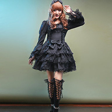 Sweet Girl Long Sleeve Knee-length Cotton Princess Lolita Dress 827928 ...