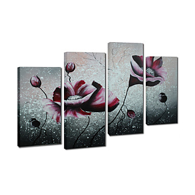 IARTS®Hand-painted Floral Oil Painting with Stretched Frame - Set of 4 ...