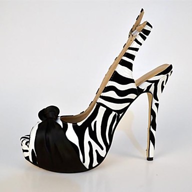 BC Zebra Color Women's Stiletto Heel Sling Back with Satin Flower ...