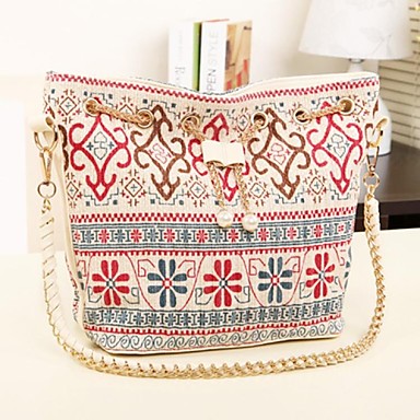 Women's Geometric Print Pattern Design Linen Totes Shoulder Bag Handbag ...