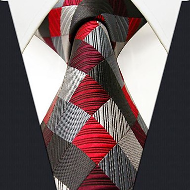 Men's Business Check Pattern Gray Silk Necktie 1964844 2019 – $20.69
