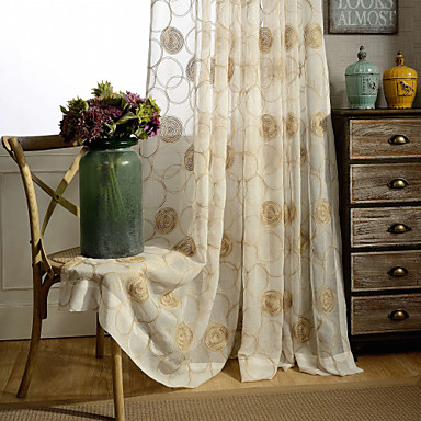 Country Curtains® One Panel Ivory Floral Embroidered Sheer Curtain ...