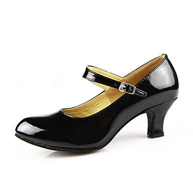 Women's Modern Ballroom PU Leather Patent Leather Heel Buckle Cuban Heel Burgundy Black Red Silver Gold 2 Women's Modern Ballroom PU Leather Patent Leather Heel Buckle Cuban Heel Burgundy Black Red Silver Gold 2