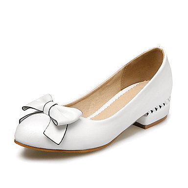 Women's Shoes PU(Polyurethane) Spring / Summer / Fall Club Shoes Heels Low Heel Round Toe Bowknot White / Black / Pink / Party & Evening / Dress / Party & Evening Women's Shoes PU(Polyurethane) Spring / Summer / Fall Club Shoes Heels Low Heel Round Toe Bowknot White / Black / Pink / Party & Evening / Dress / Party & Evening