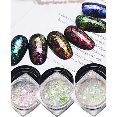 6pcs super bright chameleon brocade star manicure powder sequins 6 ...