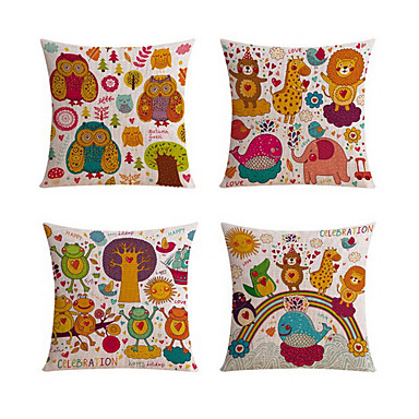 4 pcs Linen Body Pillow Travel Pillow Sofa Cushion Novelty Pillow Pillow Case, Animal Print ...