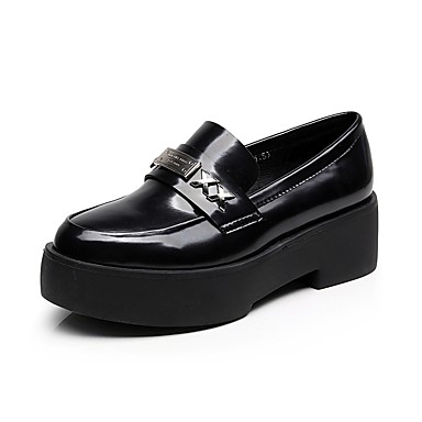 Women's Shoes Synthetic Microfiber PU Spring / Fall Comfort Loafers & Slip-Ons Chunky Heel Round Toe Metallic Toe Black Women's Shoes Synthetic Microfiber PU Spring / Fall Comfort Loafers & Slip-Ons Chunky Heel Round Toe Metallic Toe Black