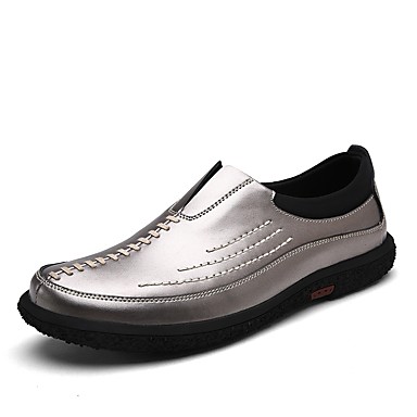 Men's Shoes Leatherette Spring / Fall Comfort Loafers & Slip-Ons Black / Silver Men's Shoes Leatherette Spring / Fall Comfort Loafers & Slip-Ons Black / Silver