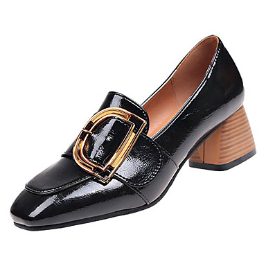 Shoes PU(Polyurethane) Spring Comfort Loafers & Slip-Ons Chunky Heel Square Toe Black / Beige Shoes PU(Polyurethane) Spring Comfort Loafers & Slip-Ons Chunky Heel Square Toe Black / Beige
