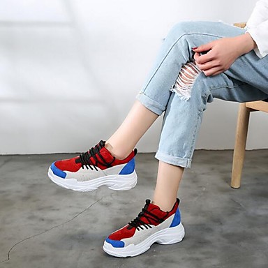 Women's Shoes Polyurethane Spring / Fall Comfort Sneakers Flat Heel Red / Blue Women's Shoes Polyurethane Spring / Fall Comfort Sneakers Flat Heel Red / Blue