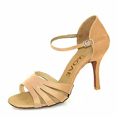 Women's Latin Shoes / Salsa Shoes Satin Sandal / Heel Buckle / Ribbon Tie Customized Heel Customizable Dance Shoes Bronze / Almond / Nude / Performance / Leather / Professional Women's Latin Shoes / Salsa Shoes Satin Sandal / Heel Buckle / Ribbon Tie Customized Heel Customizable Dance Shoes Bronze / Almond / Nude / Performance / Leather / Professional