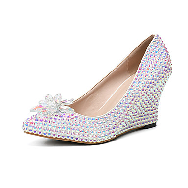 Women's Shoes PU(Polyurethane) Fall & Winter Basic Pump Wedding Shoes Wedge Heel Pointed Toe Rhinestone / Crystal / Sparkling Glitter Rainbow / Party & Evening Women's Shoes PU(Polyurethane) Fall & Winter Basic Pump Wedding Shoes Wedge Heel Pointed Toe Rhinestone / Crystal / Sparkling Glitter Rainbow / Party & Evening