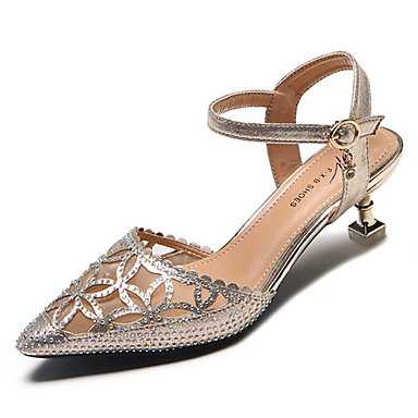 Women's Shoes PU(Polyurethane) Spring / Summer Basic Pump Sandals Kitten Heel Pointed Toe Gold / Silver / Party & Evening Women's Shoes PU(Polyurethane) Spring / Summer Basic Pump Sandals Kitten Heel Pointed Toe Gold / Silver / Party & Evening