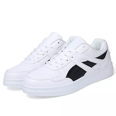 Women's Shoes PU(Polyurethane) Fall Comfort Sneakers Flat Heel Round Toe White / Red / Black / White Women's Shoes PU(Polyurethane) Fall Comfort Sneakers Flat Heel Round Toe White / Red / Black / White