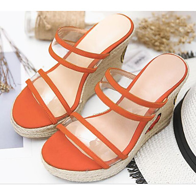 Women's Shoes Synthetics Summer Comfort / Basic Pump Sandals Wedge Heel Black / Orange Women's Shoes Synthetics Summer Comfort / Basic Pump Sandals Wedge Heel Black / Orange