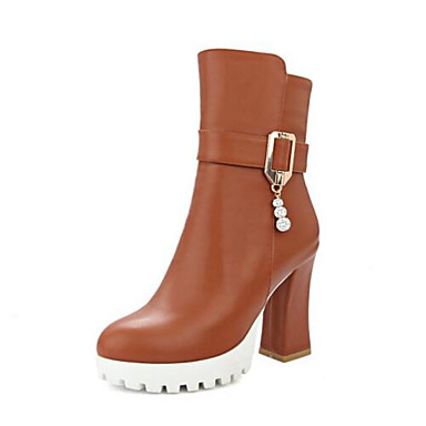 Women's Shoes PU(Polyurethane) Spring Bootie Boots Chunky Heel Round Toe Booties / Ankle Boots Sparkling Glitter Black / Beige / Yellow / Party & Evening Women's Shoes PU(Polyurethane) Spring Bootie Boots Chunky Heel Round Toe Booties / Ankle Boots Sparkling Glitter Black / Beige / Yellow / Party & Evening