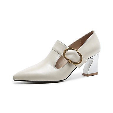 Women's Shoes Nappa Leather Spring & Summer Comfort Heels Chunky Heel Black / Beige Women's Shoes Nappa Leather Spring & Summer Comfort Heels Chunky Heel Black / Beige
