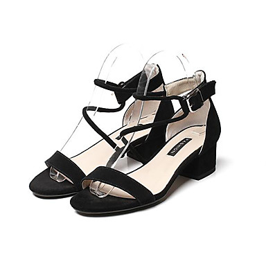 Women's Shoes Suede Summer Comfort Sandals Chunky Heel Black / Pink / Almond Women's Shoes Suede Summer Comfort Sandals Chunky Heel Black / Pink / Almond