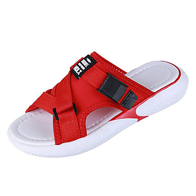 Women's Shoes PU(Polyurethane) Summer Comfort Sandals Flat Heel White / Black / Red Women's Shoes PU(Polyurethane) Summer Comfort Sandals Flat Heel White / Black / Red