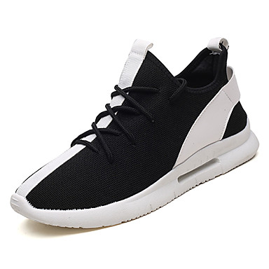 Men's Shoes PU(Polyurethane) / Elastic Fabric Summer Light Soles Athletic Shoes Running Shoes White / Black Men's Shoes PU(Polyurethane) / Elastic Fabric Summer Light Soles Athletic Shoes Running Shoes White / Black