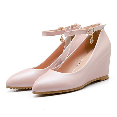 Women's Shoes PU(Polyurethane) Spring Comfort Heels Wedge Heel White / Pink / Light Blue Women's Shoes PU(Polyurethane) Spring Comfort Heels Wedge Heel White / Pink / Light Blue