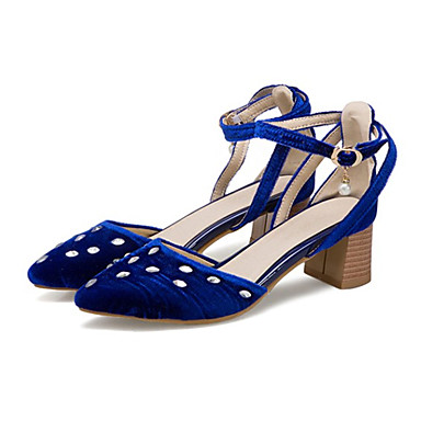 Women's Shoes Microfiber Fall & Winter D'Orsay & Two-Piece Heels Chunky Heel Pointed Toe Crystal / Buckle Red / Green / Blue / Party & Evening Women's Shoes Microfiber Fall & Winter D'Orsay & Two-Piece Heels Chunky Heel Pointed Toe Crystal / Buckle Red / Green / Blue / Party & Evening