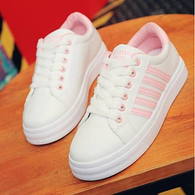 Women's Shoes PU(Polyurethane) Spring / Summer Comfort Sneakers Flat Heel Round Toe Black / Green / Pink Women's Shoes PU(Polyurethane) Spring / Summer Comfort Sneakers Flat Heel Round Toe Black / Green / Pink