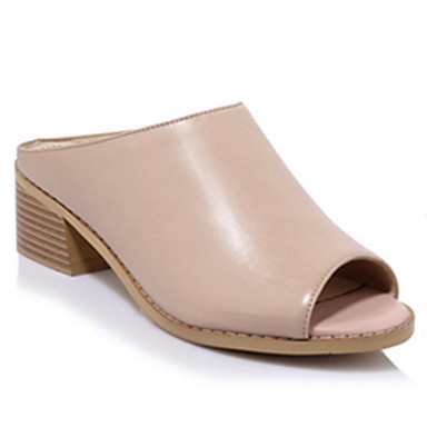 Women's Shoes Nappa Leather Spring & Summer Slingback Clogs & Mules Chunky Heel Peep Toe Black / Nude Women's Shoes Nappa Leather Spring & Summer Slingback Clogs & Mules Chunky Heel Peep Toe Black / Nude